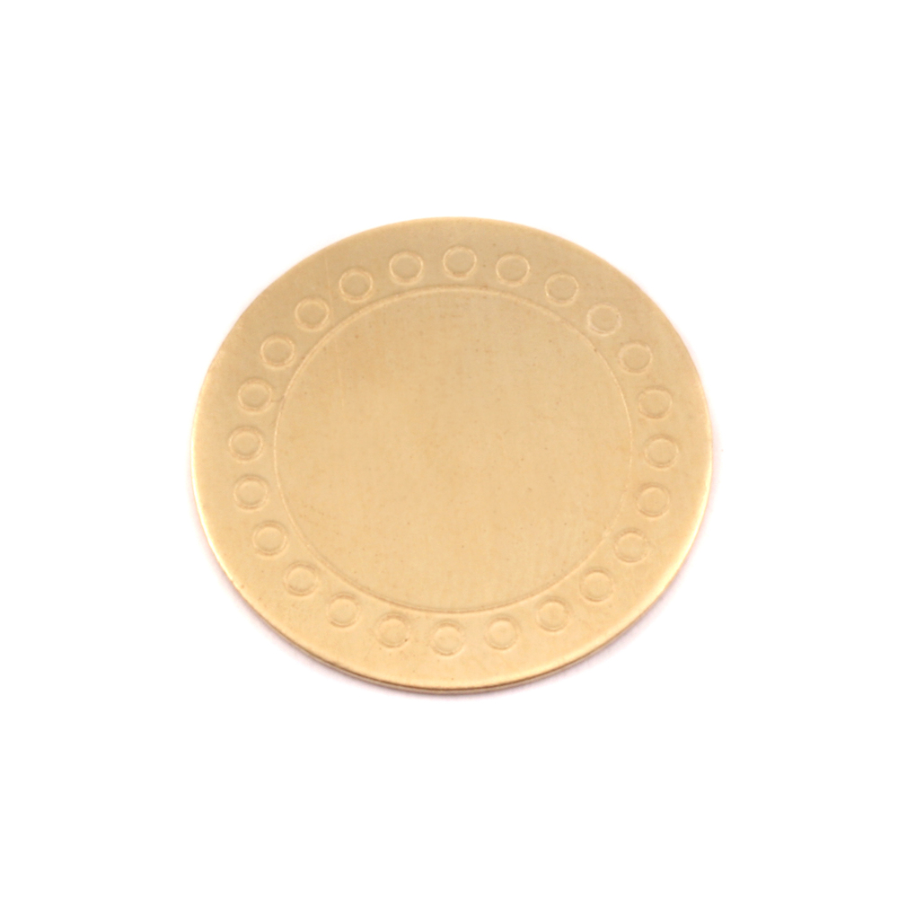 Metal Stamping Blanks Brass Round, Disc, Circle with Open Dot Border, 19mm (.75"), 24g